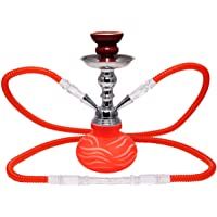 Los mejores  - MADGROW Cachimba Tiger ROJA. 25 cm 2 Tubos. Cuerpo metálico. Incluye SÚPER Pack Adicional: 2ª Cazoleta Extra + Tubo de…